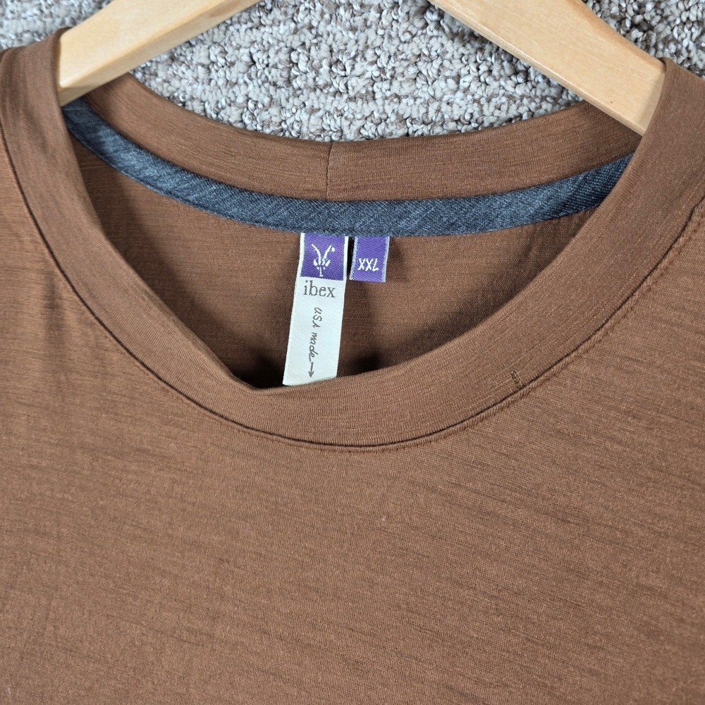 Ibex Men's Brown Short Sleeve 100% Merino Wool T-Shirt Size XXL - Picture 2 of 10